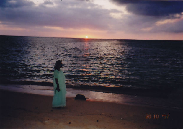 Sunset at a beach in Mauritius